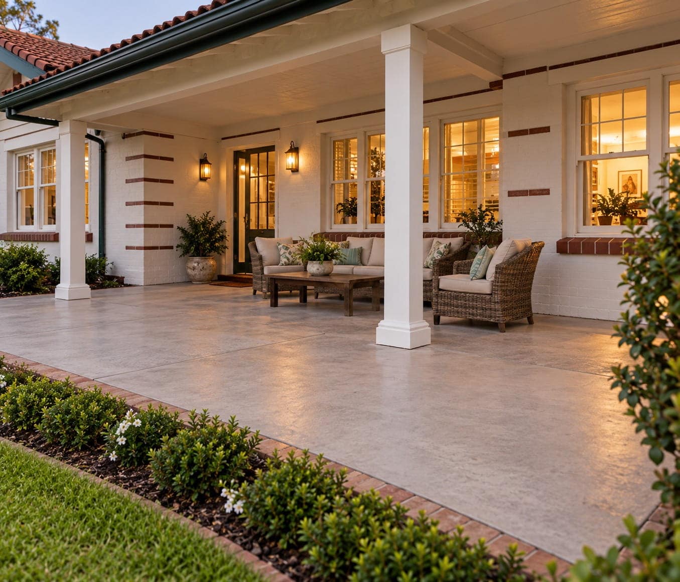 Covered concrete patio along the verandah of a brick home in Kingston, ACT